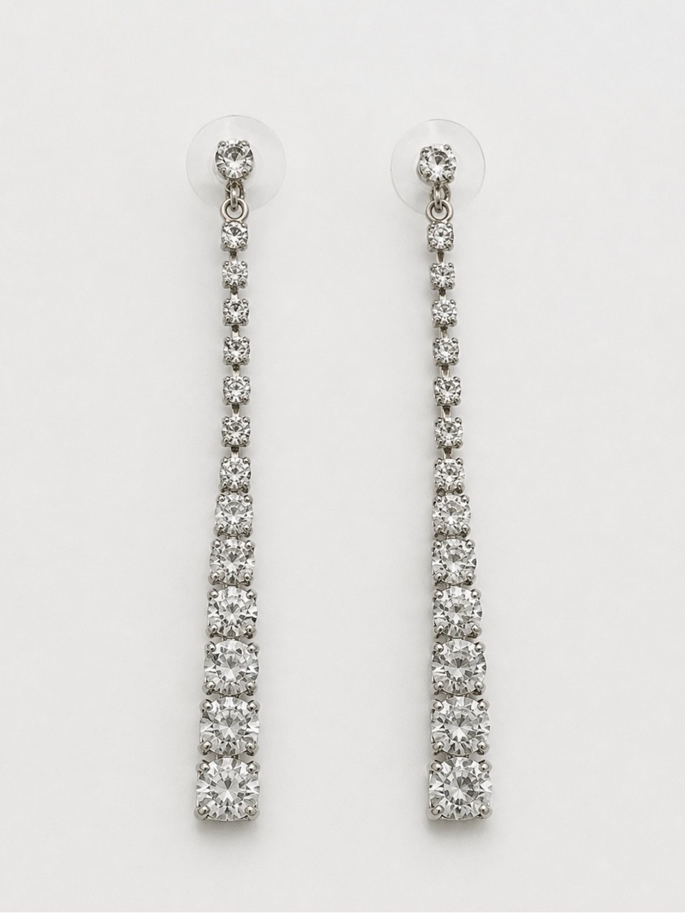 Silver Crystal Drop Earrings - Women Jewelry